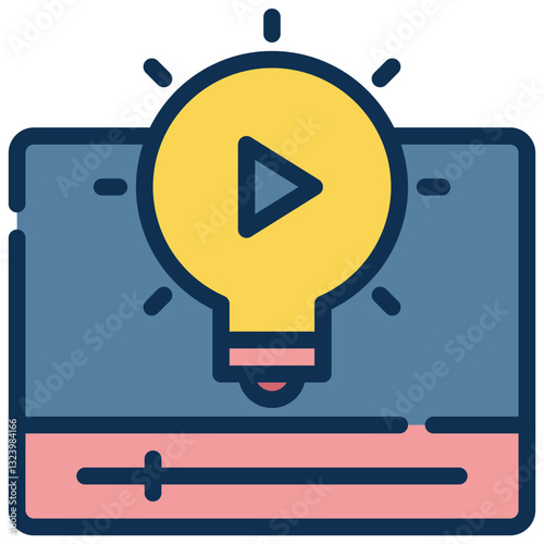 clip media online learning course think idea filled outline icon