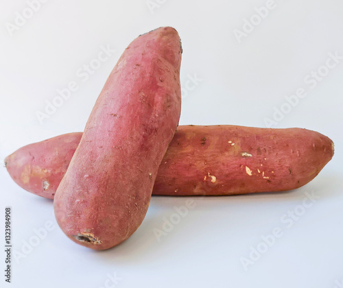 Group Japanese sweet potato Beni Haruka on white background