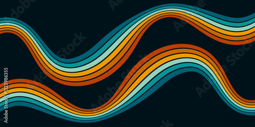 Vintage striped backgrounds, posters, banner samples retro colors 1970s 1900s 70s 80s 90s. Retro vintage style 70s striped background poster lines. Shapes vector design graphic 1980s.