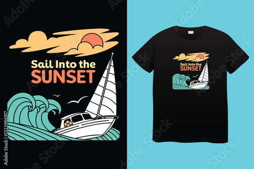East Dock yachting company sailing team cute vintage vector print for children kid boy marine wear tee shirt