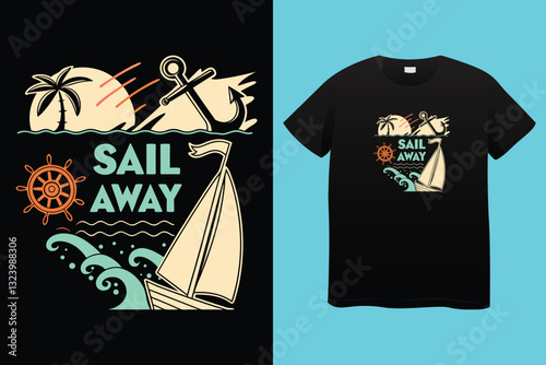 East Dock yachting company sailing team cute vintage vector print for children kid boy marine wear tee shirt