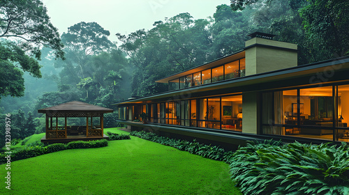 Modern home nestled in lush forest (2)