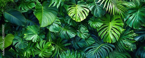 Wallpaper Mural Tropical Jungle Background with Exotic Palm Leaves and Vines on Leaf Pattern, Seamless Flora Design for Web & Print Torontodigital.ca