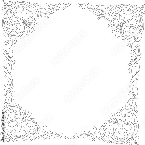 Elegant simple double-line frame with delicate swirls, perfect for invitations, certificates, and decorative designs. A minimalist yet stylish border that adds a touch of sophistication to any project
