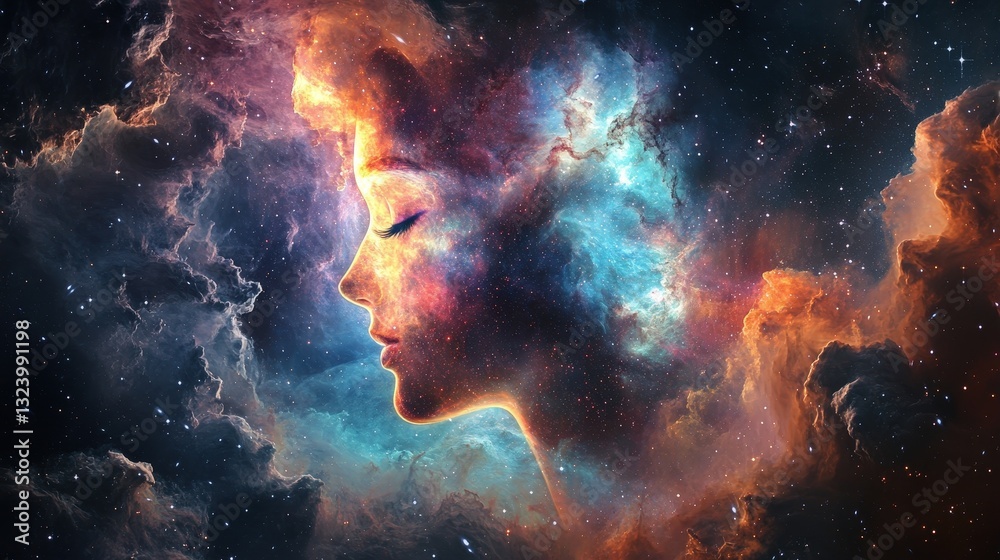 A cosmic face where galaxies and nebulae form the features, yet each side is a perfect reflection of the other A cosmic face where galaxies and nebulae form the features, yet each side is a perfect reflection of the other