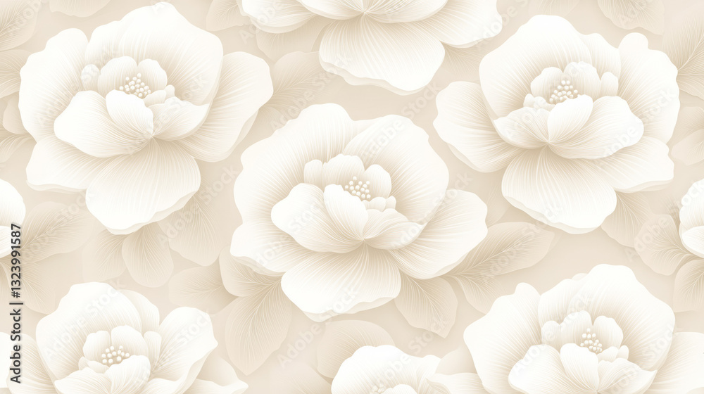 Fototapeta premium A visionary seamless composition featuring crisp white floral motifs beautifully arranged in a