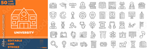 University Line Editable Icons set