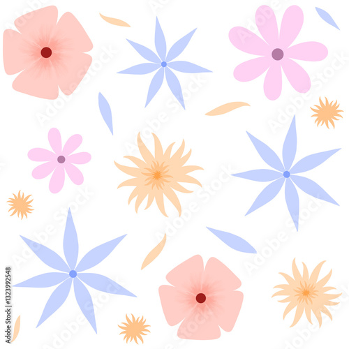 Flowers seamless pattern summer and spring