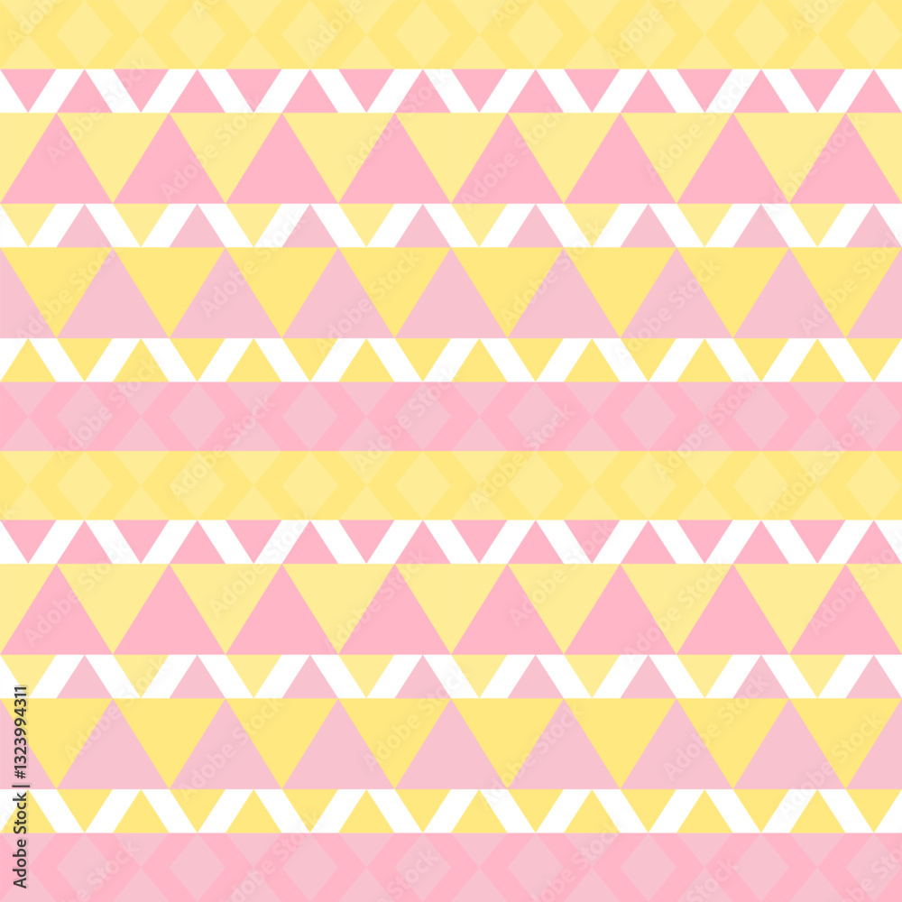 Geometric pink yellow and white seamless pattern