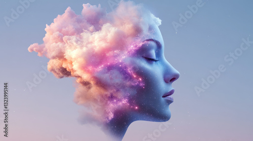 Wallpaper Mural A high-definition digital rendering capturing the beauty of a futuristic human face, gently infused Torontodigital.ca