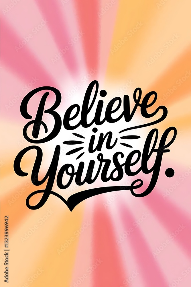 Fototapeta premium Believe in Yourself Typography and Colorful Background Motivational Quote T-shirt Design Illustration ,Typography