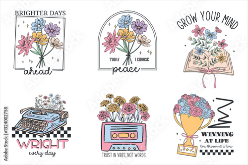 Vintage Flowers T shirt Design