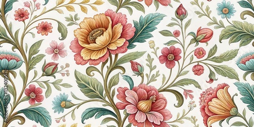 Wallpaper Mural Silhouette Floral Renaissance Art Journal Background - Whimsical Delicate Pattern Torontodigital.ca