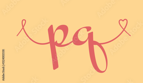 PQ initial wedding monogram calligraphy vector illustration. Hand drawn lettering p and q love logo design for valentines day poster, greeting card