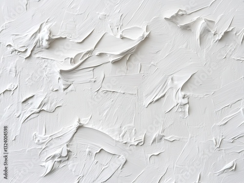 Textured white paint strokes on a surface.  Abstract design with varied brushstrokes photo