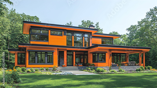 Modern House with Orange Facade