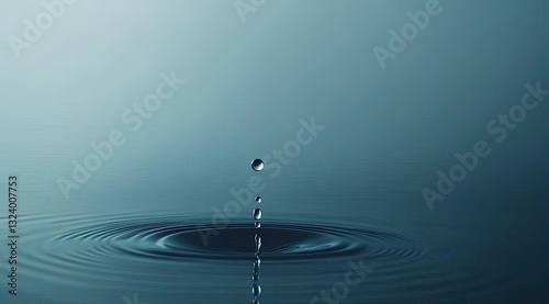 Water drop impacting tranquil surface
