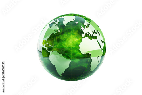 A green sphere, isolated on white background