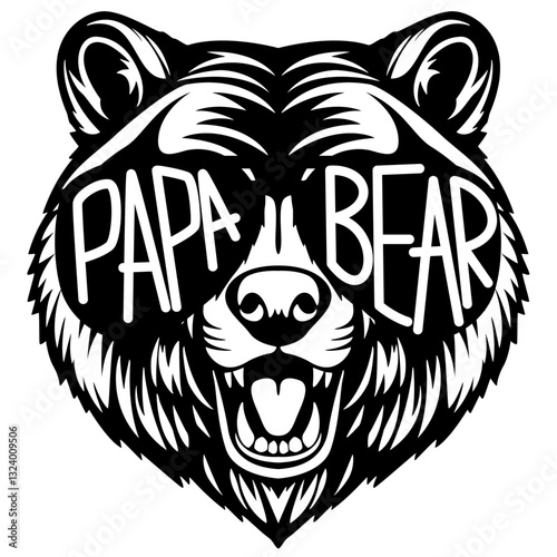 Papa Bear | Zoo Animal | Wildlife | Papa Bear Head | Grizzly Bear | Woodland Bear | Papa Bear Face | Wild Animal | Original Illustration | Vector and Clipart | Cutfile and Stencil