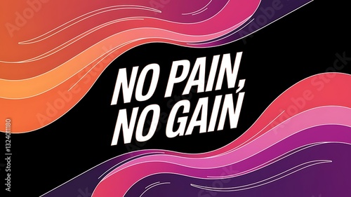 No Pain, No Gain Typography and Colorful Background Motivational Quote T-shirt Design Illustration ,Typography