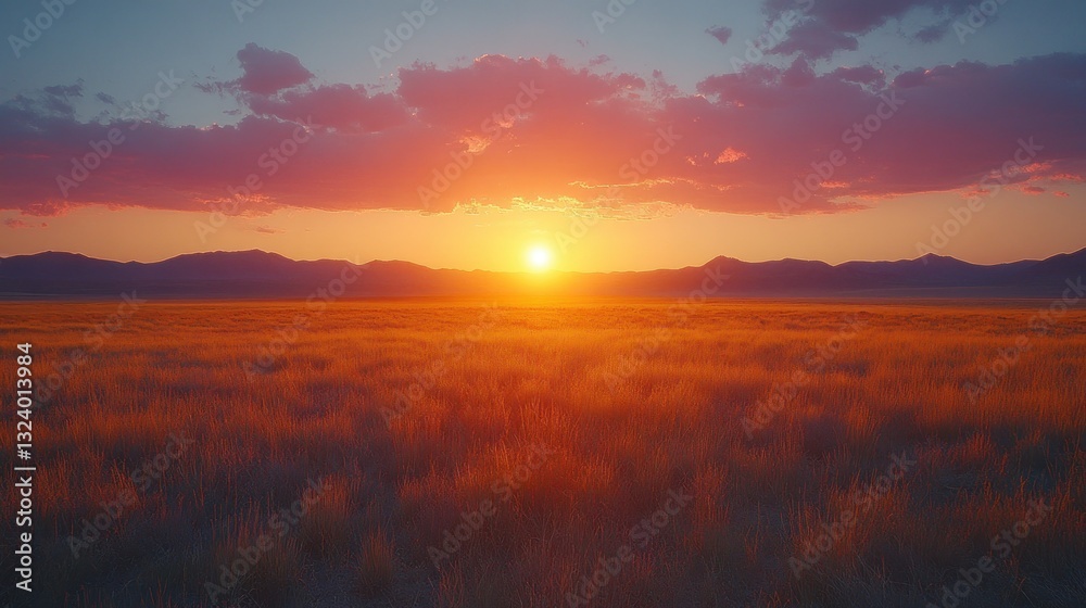 Golden sunset over a vast prairie Golden sunset over a vast prairie