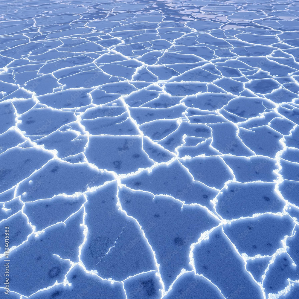 Obraz premium Cracked Ice Surface Under Bright Light