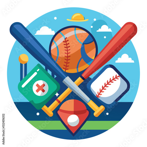 Baseball day vector illustration icon elements symbols