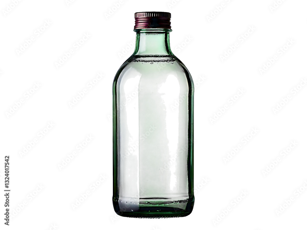 Clean, studio shot of a clear liquid in a dark-green glass bottle with a metallic cap. Perfect for product packaging, health beauty, or beverage concepts. Versatile image for various applications. Clean, studio shot of a clear liquid in a dark-green glass bottle with a metallic cap. Perfect for product packaging, health beauty, or beverage concepts. Versatile image for various applications.