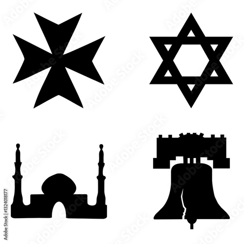 Black And White Cultural and Historical Icon Vector EPS 4 Set
