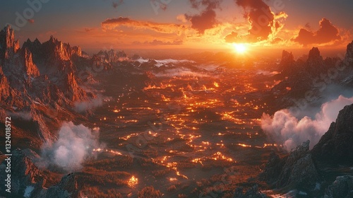 Fototapeta Naklejka Na Ścianę i Meble -   Sunrise over Tatra Mountains in Poland, showcasing stunning landscapes, rugged peaks, golden hues of dawn, rocky terrain, dense vegetation, panoramic view, majestic beauty, early morning atmosphere.