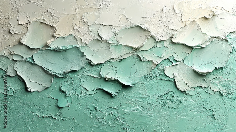 Obraz premium Textured paint layers creating a serene abstract wall art studio setting digital photography close-up view