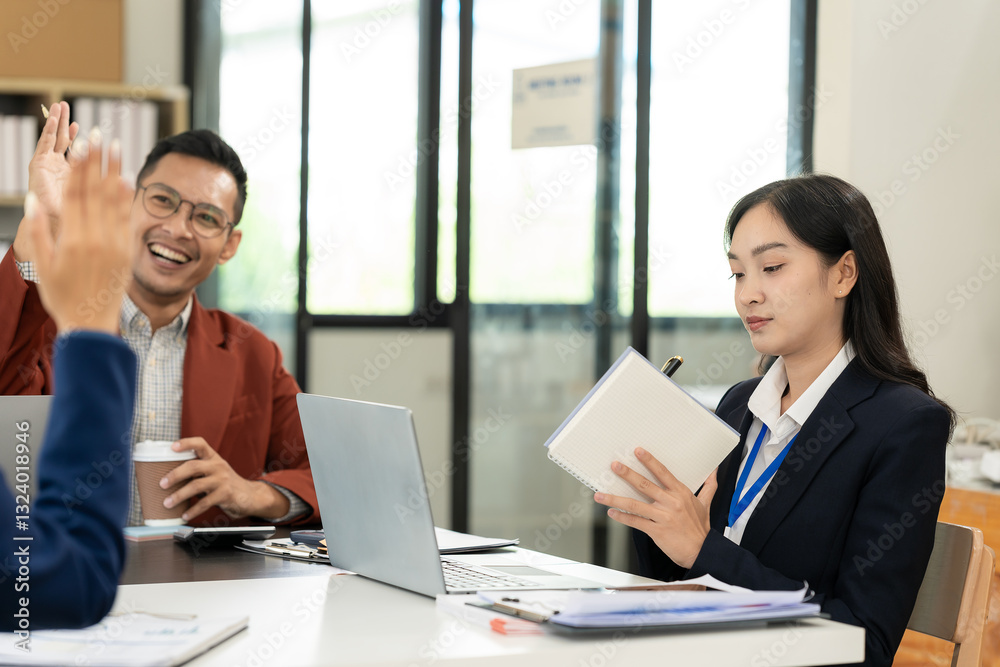 Asian business team working with analytical reports and consultants showing plans, financial analysis Asian business team working with analytical reports and consultants showing plans, financial analysis