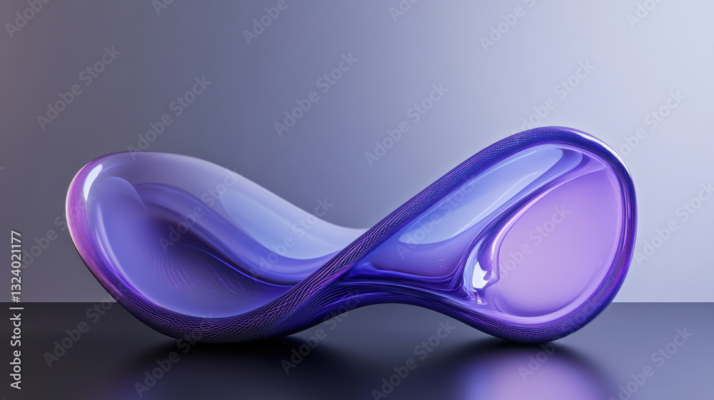 violet curved shape, reflections of light violet,soft, distributed lighting. violet curved shape, reflections of light violet,soft, distributed lighting.