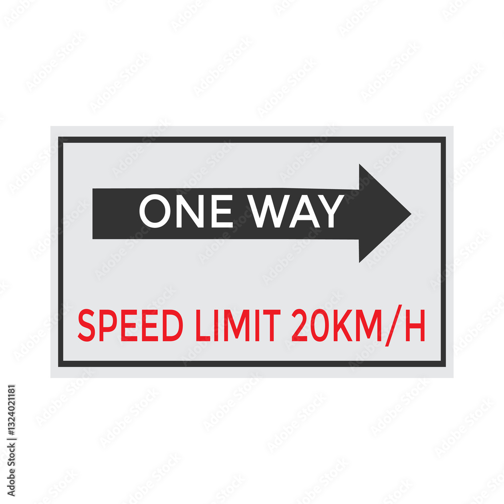 One Way Speed Limit 20 kmh warning signage vector illustration One Way Speed Limit 20 kmh warning signage vector illustration