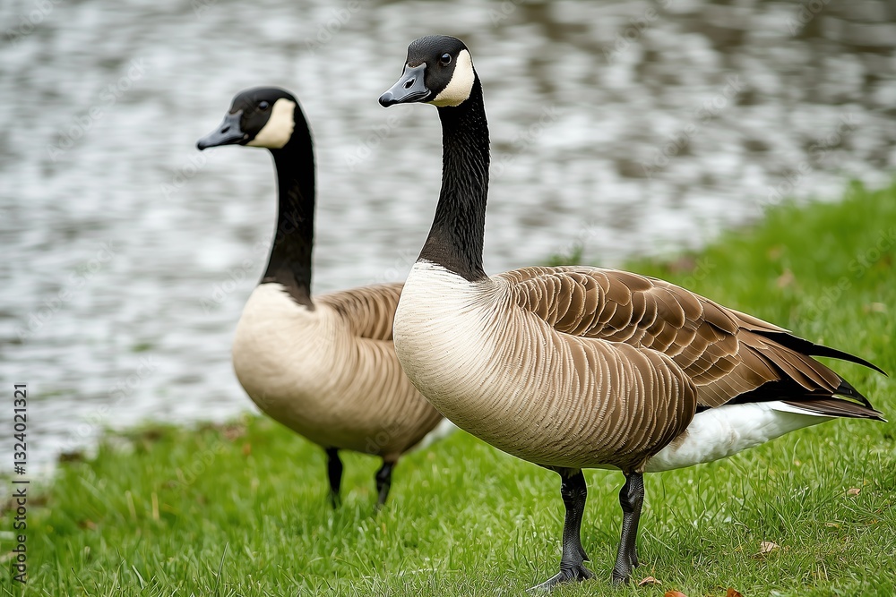 Two Canada Geese by the Water's Edge Two Canada Geese by the Water's Edge