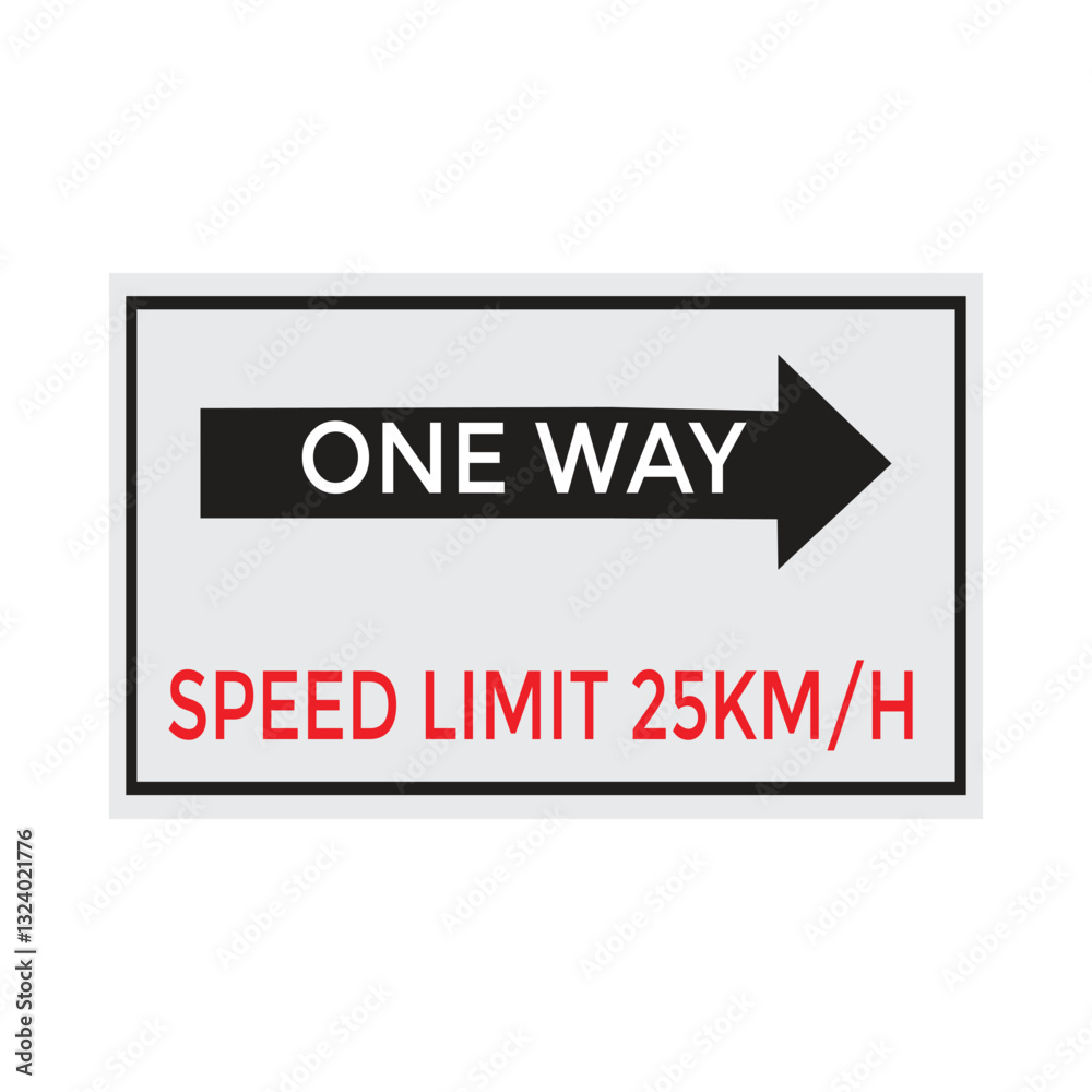 One Way Speed Limit 25 kmh warning signage vector illustration One Way Speed Limit 25 kmh warning signage vector illustration