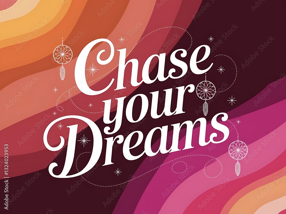 custom made wallpaper toronto digitalChase Your Dreams Typography and Colorful Background Motivational Quote T-shirt Design Illustration ,Typography