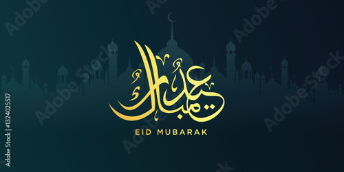 Arabic Typography Eid Mubarak Eid Al-Adha Eid Saeed , Eid Al-Fitr text Calligraphy ,