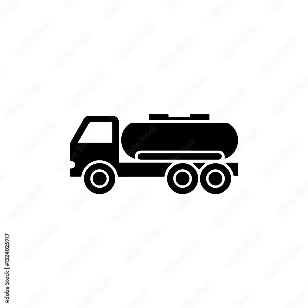 Minimalist Fuel Tanker Truck Icon Black and White Transport Illustration Minimalist Fuel Tanker Truck Icon Black and White Transport Illustration