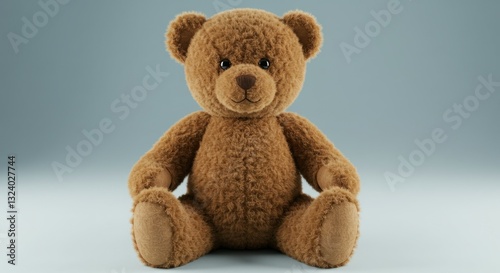 Adorable brown teddy bear sitting.