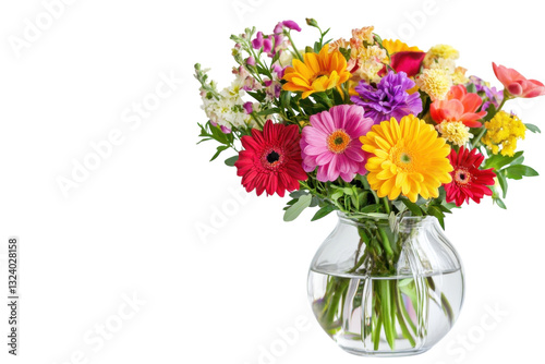 Wallpaper Mural Vibrant floral arrangement in a glass vase, celebrating nature's beauty and color in springtime isolated on transparent background Torontodigital.ca