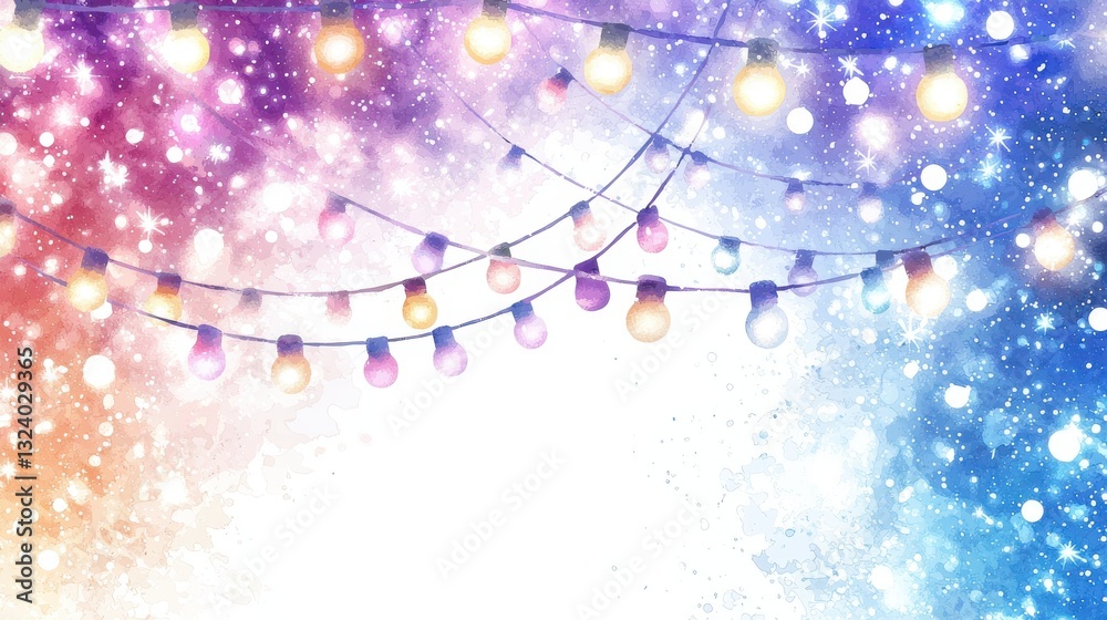 Obraz premium Colorful Twinkling Lights with Sparkles on a Dreamy Background for Celebratory Events and Festive Occasions