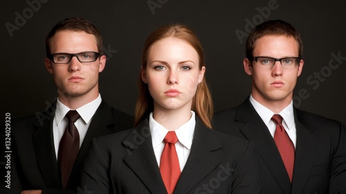 Professional corporate team in suits and ties symbolizes business success teamwork in the modern workplace