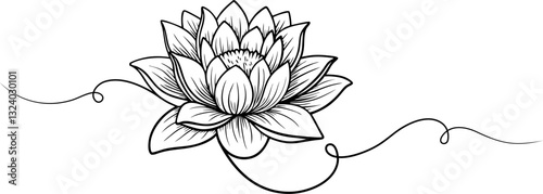 lotus lineart vector. illustration vesak day design element eps15