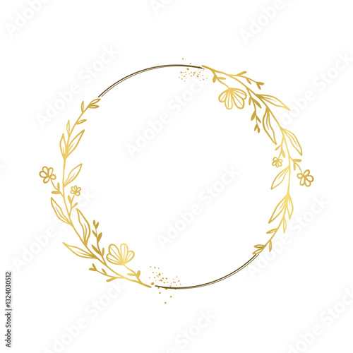 Golden Floral Ring for Wedding Invitation
