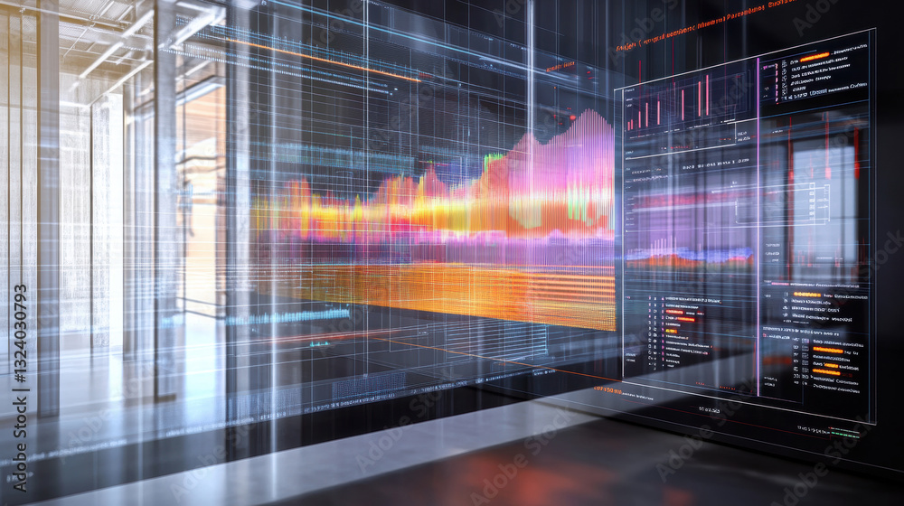 Obraz premium Software on PC screen used for analyzing cryptocurrency investment purchases. Close up of candlestick chart on computer display showing financial gains made during bear market