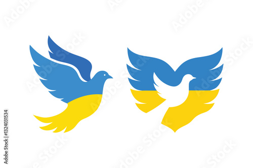 Flag of Ukraine in the form of a dove of peace. The concept of peace in Ukraine. Vector illustration isolated on white background for design 