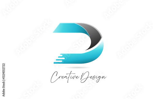 Free Download D blue grey cut letter alphabet logo icon design gradient for company or business - GFXLoad