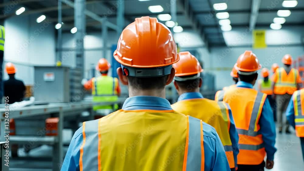 Engineers the in and safety vests are observing wearing manufacturing process hardhats a modern factory video 4k Engineers the in and safety vests are observing wearing manufacturing process hardhats a modern factory video 4k