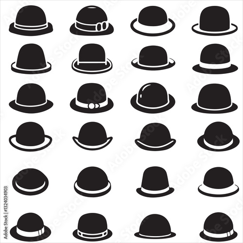 set vector various bowler hats